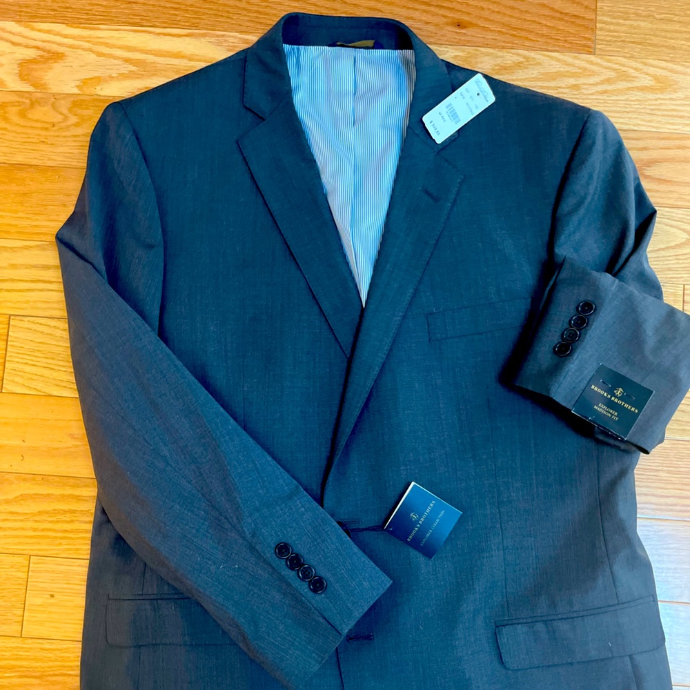 NWT brooks brothers gray suit jacket 48R pants W42/L32